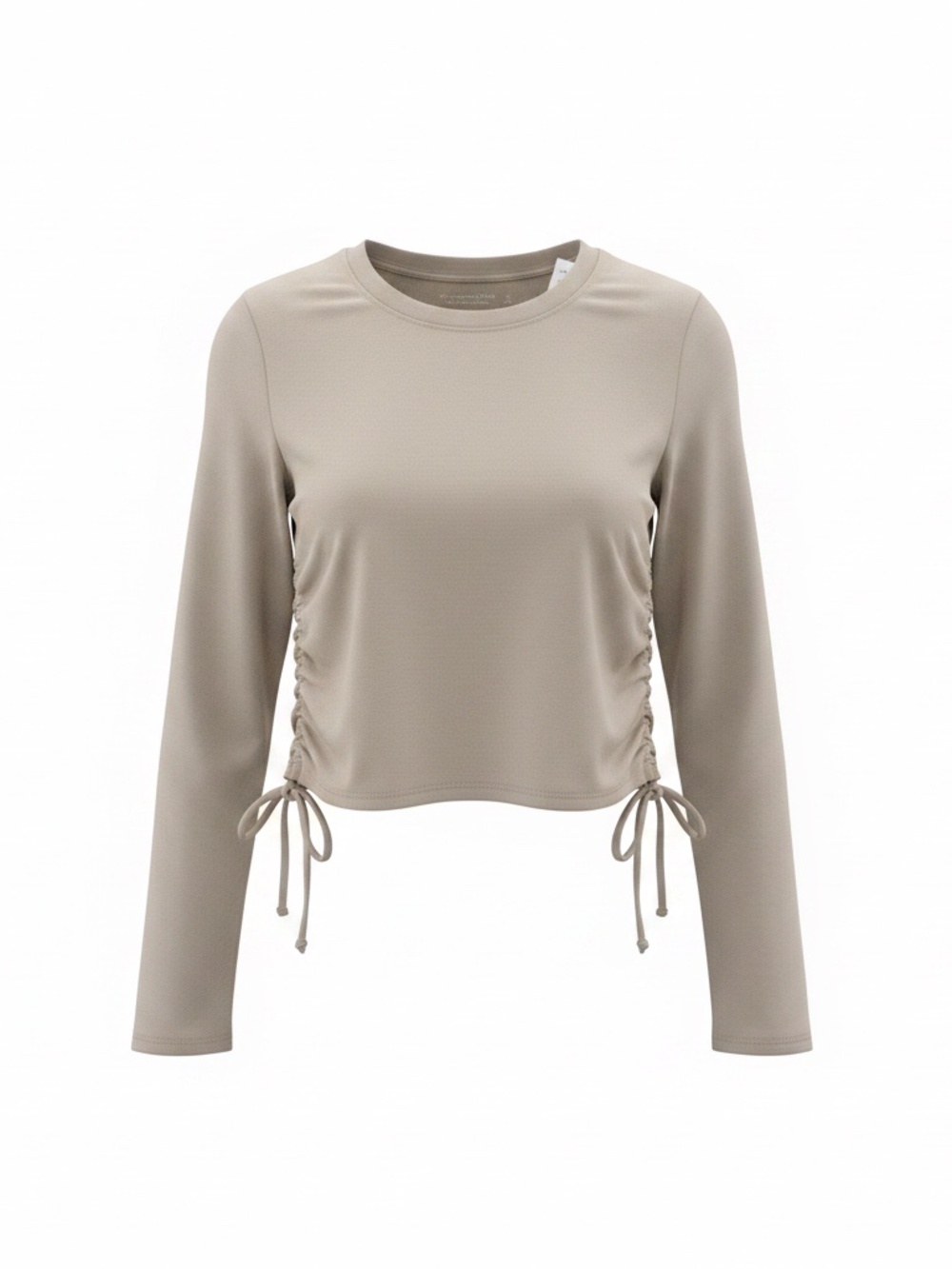 NWT Abercrombie Long-Sleeve Luxe Cozy Cinched Top - Tan - Small